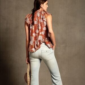 ANTHROPOLOGIE LETMEBE NWT Vanna Shimmer Paisley Blouse w/ Silver Metallic Size 2